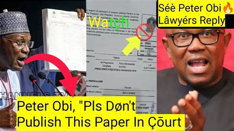 Inec Beg Peter Obi Lâwyérs Not To Publish This E¢ret Paper In Çōurt