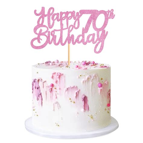 Buy Blumomon 3 Pack Pink Glitter Happy 70th Birthday Cake Toppers 70th