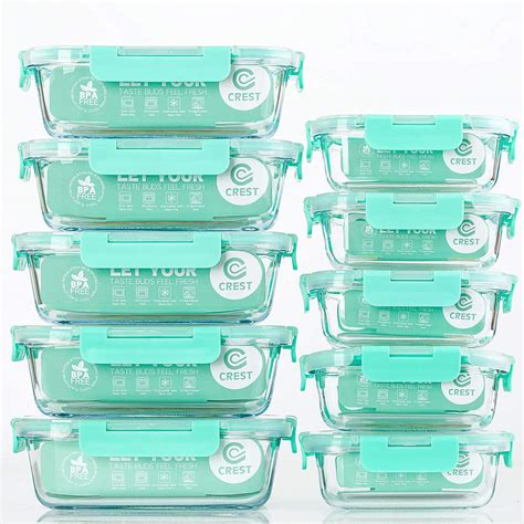 [10-Pack] Glass Food Storage Containers with Lids, Airtight, BPA Free ...