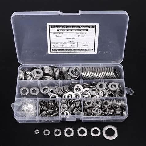 Kit De Rondelle Plate M3 M12 Assortiment Set Joint De Ressort Argent