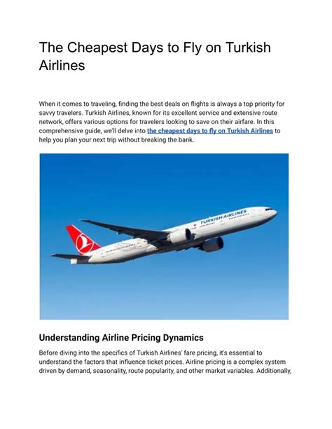 Ppt The Cheapest Days To Fly On Turkish Airlines Powerpoint