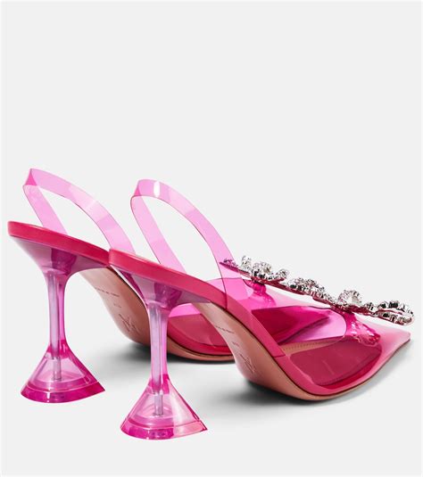 Rosie Embellished Pvc Slingback Pumps In Pink Amina Muaddi Mytheresa