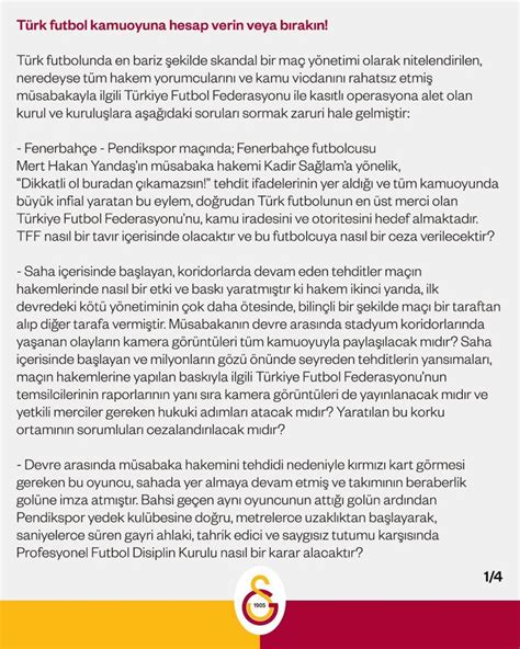 TFF yi bir kez daha istifaya davet eden Galatasaray dan sert açıklama