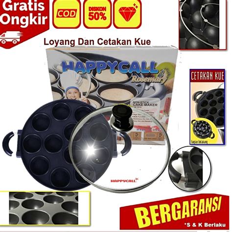 Jual Happy Call Cetakan Kue Lumpur 12 Datar Teflon Martabak Mini Loyang