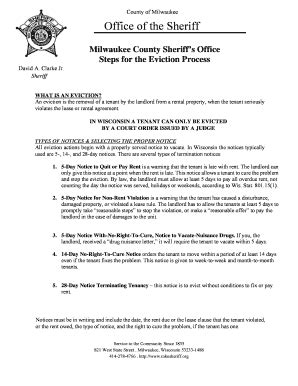 Fillable Online County Milwaukee Eviction Checklist Fax Email Print