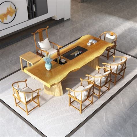 Chinese Tea Table Gongfu Tea Ceremony Table With Chairs Drains