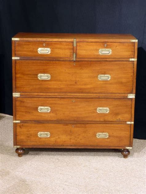 19th Century Brass Bound Mahogany Campaign Chest 258586