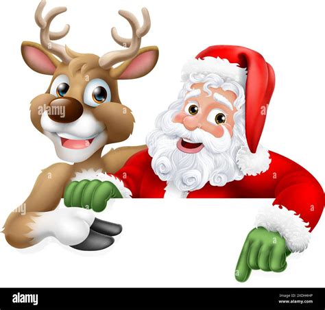 Santa Claus Father Christmas And Reindeer Sign Stock Vector Image And Art Alamy