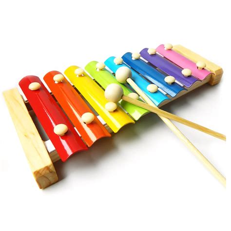 Kids Rainbow Wooden 8 Note Xylophone Glockenspiel Hand Knock Piano