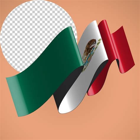 Bandeira do méxico flutuante 3d estilo ondulado PSD Premium