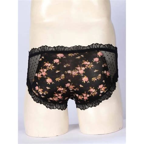 Freebily Slip Dentelle Homme Floral Taille Basse Bulge Poche Sissy