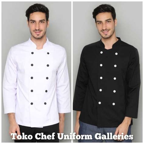 Jual Baju Chef Seragam Baju Koki Lengan Panjang Hitam Premium Quality