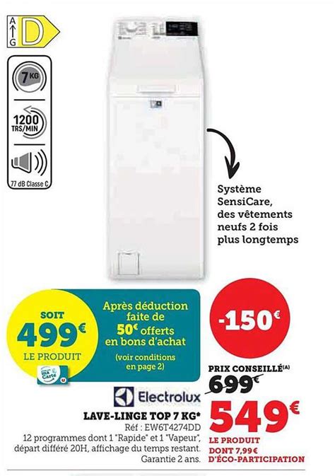 Promo Lave Linge Top Kg Electrolux Chez Super U Icatalogue Fr