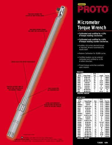 Proto® Dial Electronic Torque Wrench Proto Pdf Catalogs Technical Documentation Brochure