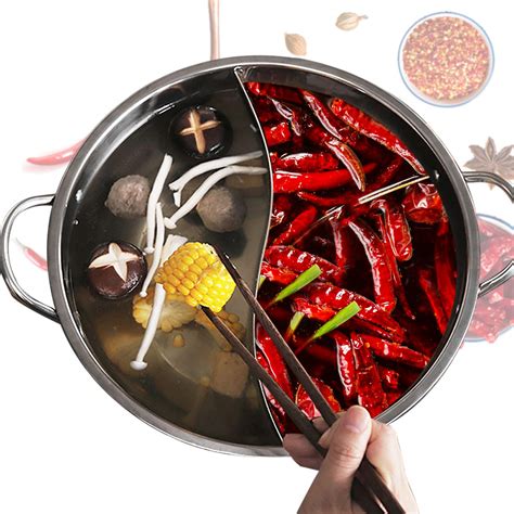 Gdrasuya10 Shabu Hot Pot 12 Stainless Steel Pot Dual Site Divider With Glass Lid For 2 5