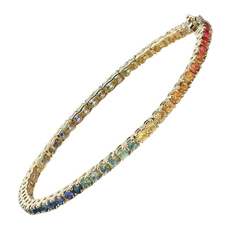 Rainbow Multi Color Naturl Sapphire Tennis Bracelet For Sale At 1stdibs