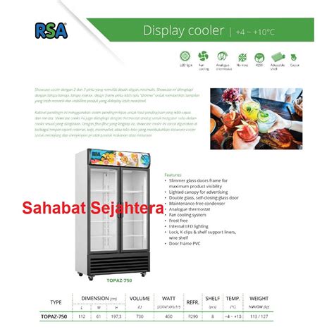 Jual Rsa Display Cooler Topaz Kulkas Showcase Pintu Shopee