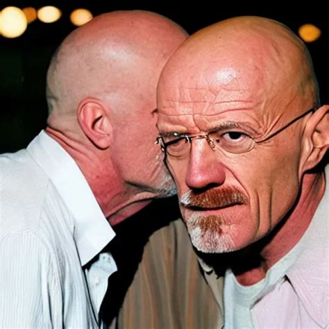 Walter White And Mike Ehrmantraut Kissing Stable Diffusion