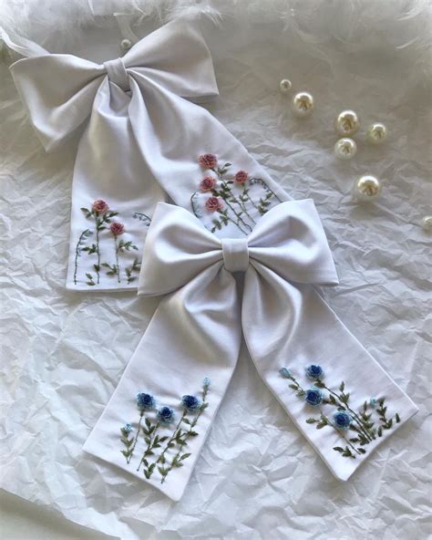 Embroidered Bows Floral Bow Custom Bow Baby Bow Bow Headband Etsy