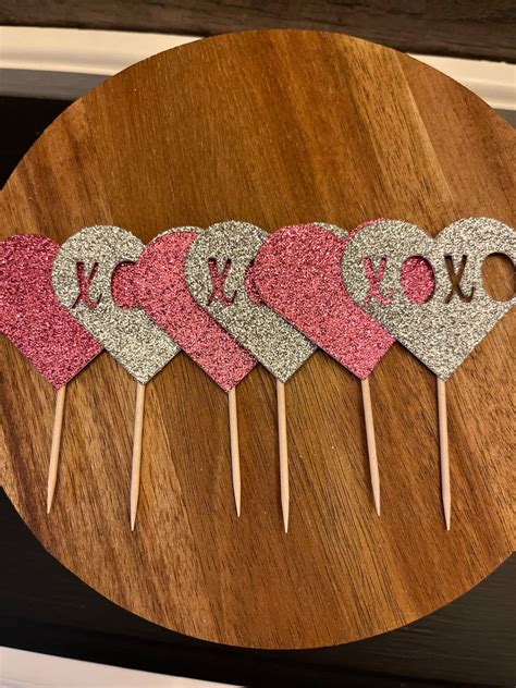 Valentines Day Cupcake Toppers Valentines Day Party Decor Heart