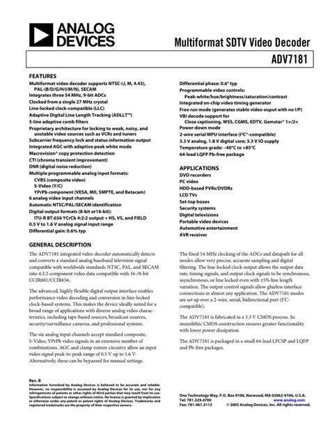 Data Sheet Analog Devices