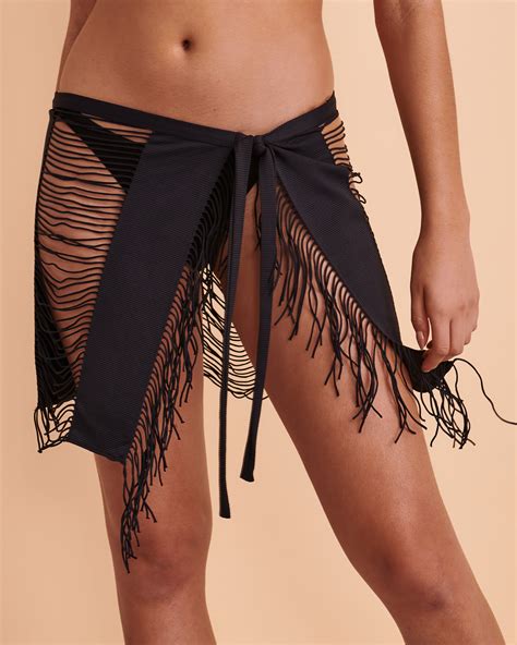 PQ Swim MONIQUE Fringe Pareo Midnight Black Bikini Village