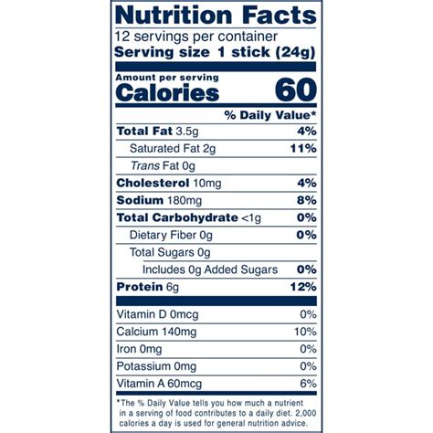 Kraft String Cheese Nutritional Information - Nutrition Pics