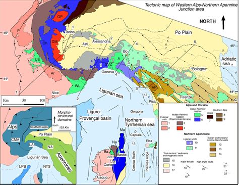 Tectonic Map Of Western Alps Northern Apennine Junction Area With