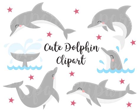 Ocean Life Clipart Dolphin Clip Art Dolphin Clipart Whale - Etsy UK