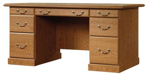 Sauder Orchard Hills Executive Desk in Carolina Oak finish ...