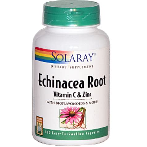 Solaray Echinacea Root Vitamin C And Zinc 100 Easy To Swallow Capsules Iherb