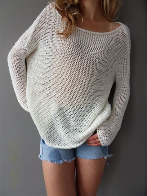 Slouchy Spring Summer Cotton Sweater Loose Knit Sweater Loose Knit