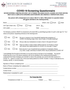 Fillable Online Fg Verbal Screening And Temperature Check For Staff