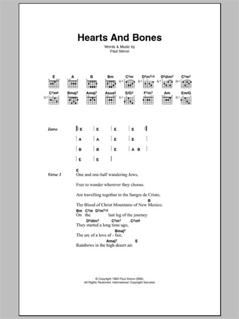 Hearts And Bones by Paul Simon - Guitar Chords/Lyrics - Guitar Instructor