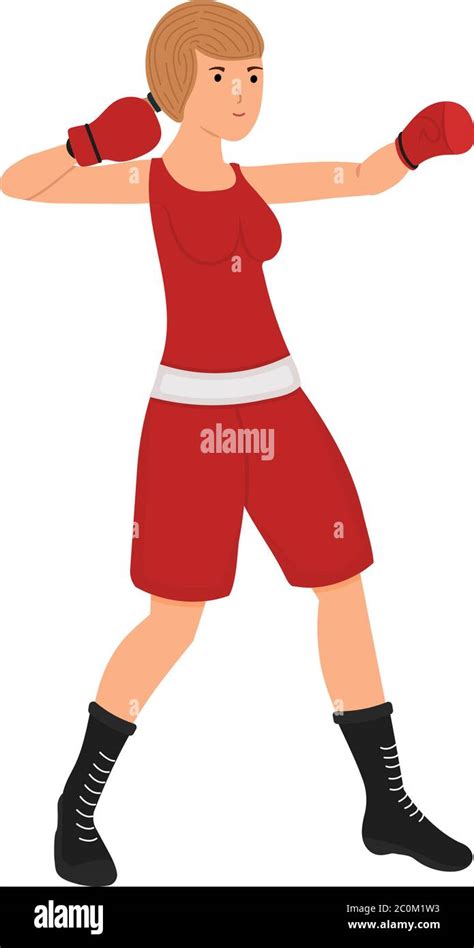 Female Boxer Cartoon Character Boxing Woman Vector Illustration Girl