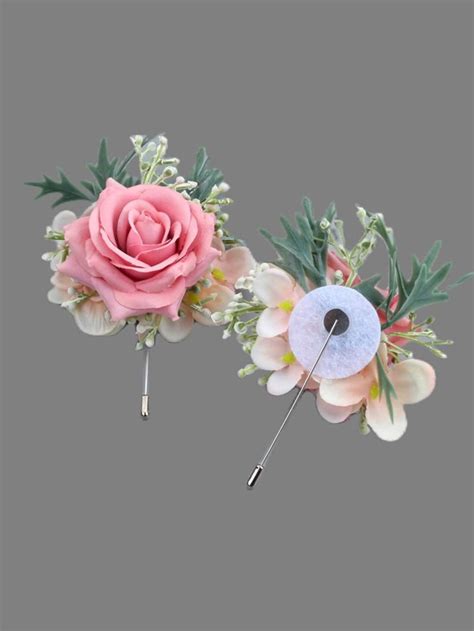 1pc Plastic Boutonniere Artificial Flower Decor Corsage For Wedding