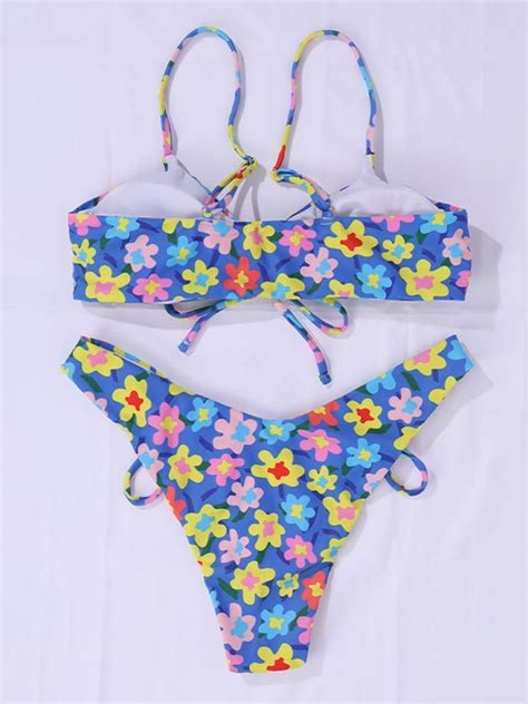 Emmiol Kostenloser Versand 2025 Bikini Set Mit Blumenmuster Zum