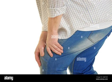 Mature Man Suffering From Pain On White Background Stock Photo Alamy