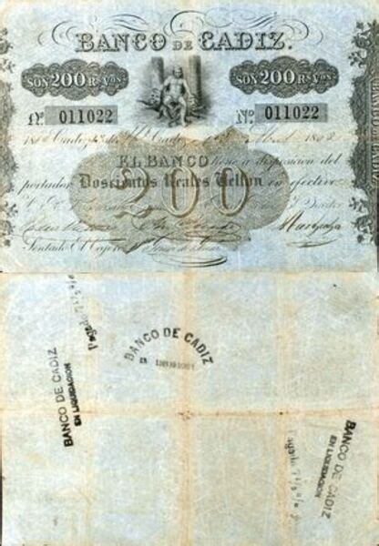 Reales De Vell N Banco De C Diz Spain Numista