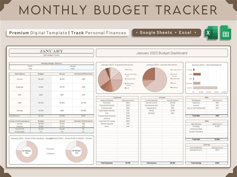 Budget Tracker for Google Sheets and Excel Monthly and Annual Finance ...