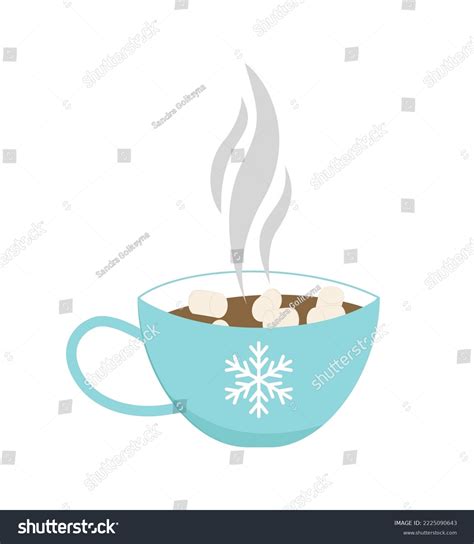 Blue Cup Hot Cocoa Marshmallows Snowflake Stock Vector Royalty Free
