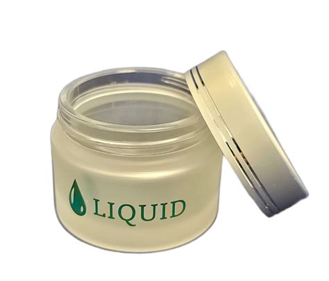 Empty Frosted Glass Jar 2 Oz With Liquid Label Four Seasons Beauty Supply