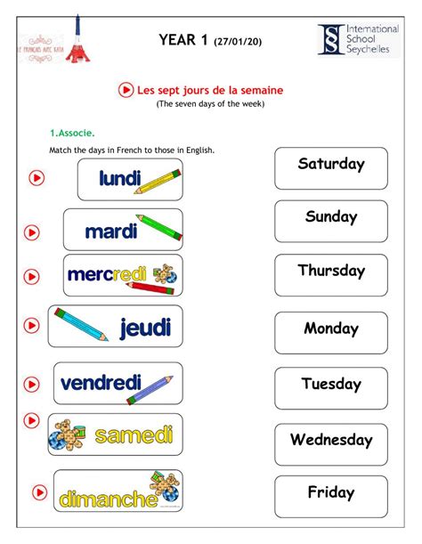 Days Of The Week Online Activity For Year You Can Do The Exercises