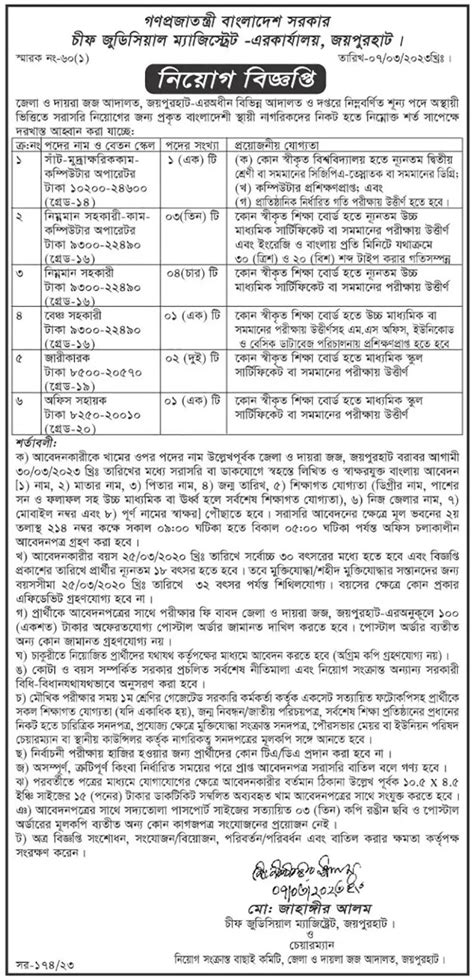 Chief Judicial Magistrate Job Circular Online Bd Jobs