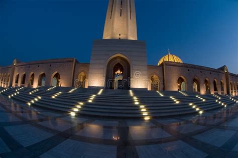 Sultan Qaboos Grand Mosque at Night Stock Image - Image of evening ...