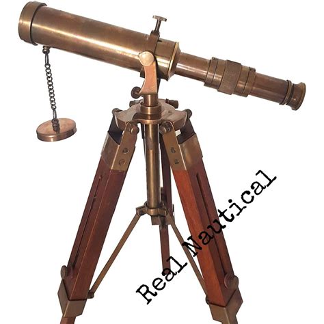 Vintage Brass Spyglass Telescope With Wooden Tripod Maritime - Etsy