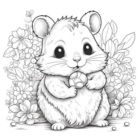 Premium AI Image A Black And White Drawing Of A Hamster Sitting In A