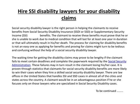 Ppt Hire Ssi Disability Lawyers For Your Disability Claims Powerpoint