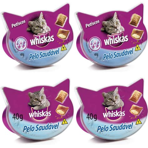 Kit 4x Petisco Whiskas Temptations Pelo Saudável para Gatos Submarino