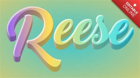 Reese 3D Colores Pastel Multicolor Generador De Efectos De Texto